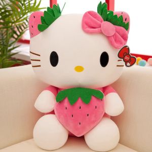 Gấu bông mèo hello kitty ôm quả dâu tây siêu hot siêu cute mềm mịn (22cm---50cm) hàng xịn cao cấp loại 1 an toàn cho người sử dụng