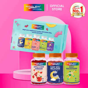 [Special Gummy Gift Set] Holistic Way Apple Cider Vinegar Gummies + Sleep Well Melatonin Gummies + Daily Multivitamin Gummies – Supports Digestion Better Sleep Immunity and Daily Nutrition | Halal | Vegetarian | 60 Gummies per bottle