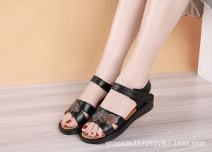Free Shipping Fish-Mouth WomenS Mid-Heel Sandals With Soft Soles Waterproof And Non-Slip Suitable For Middle-Aged And Elderly Women