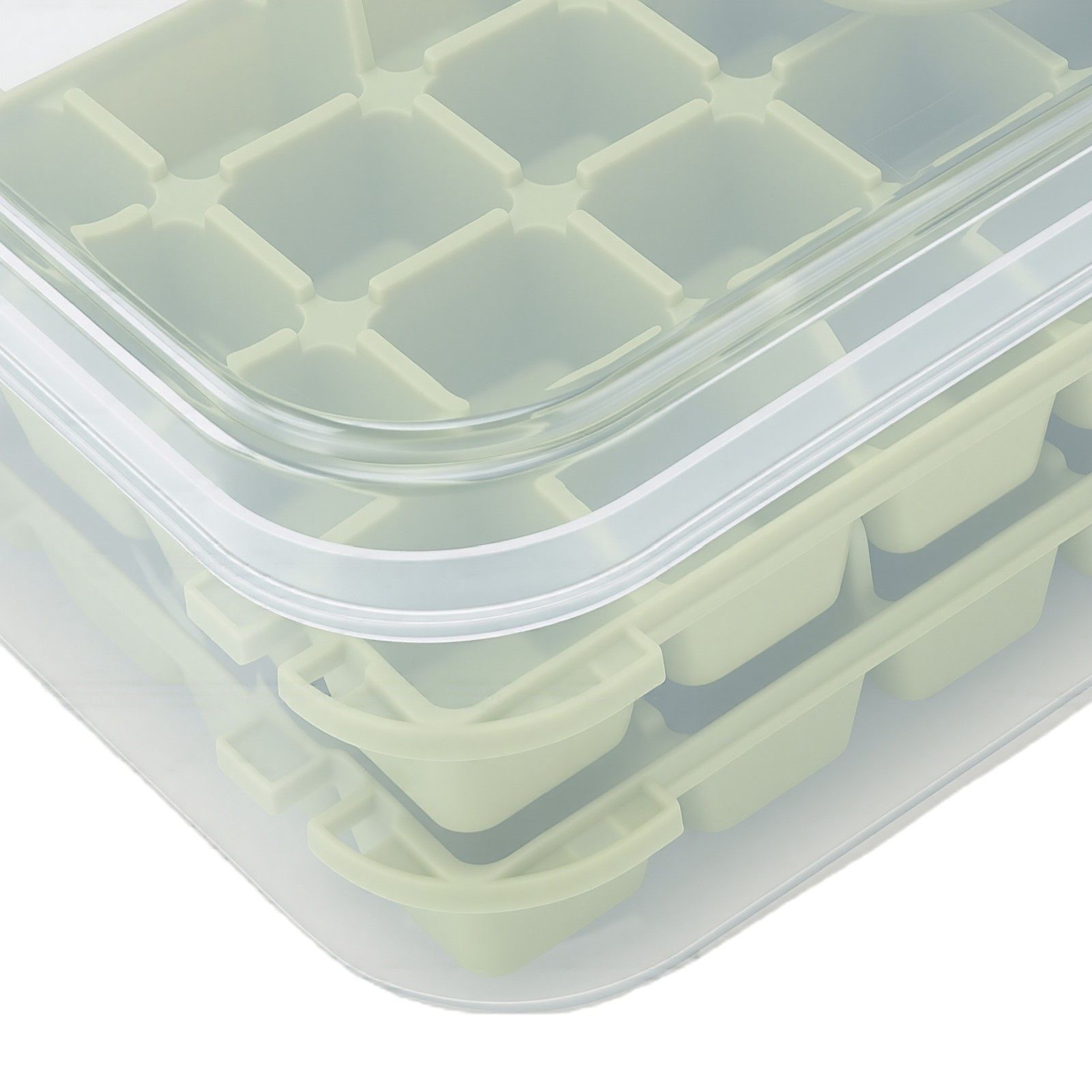 EECOO Aqur2020 Push Button Silicone Ice Cube Tray with Lid and Storage ...