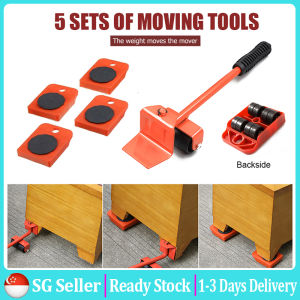 [SG Seller] Good Quality 5Pcs Furniture Moving Tool Set Home Furniture Mover Heavy Object Transport Lifter with 4 Wheels Mover Roller and 1 Wheel Bar Hand Tools Set CNY Gift Present