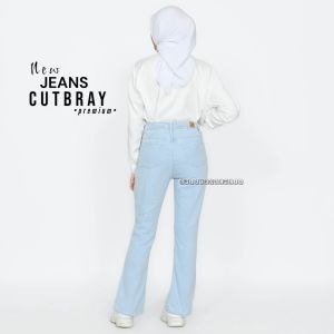 Celana Panjang wanita Jeans Cutbray Wanita Full Length Pinggang Tinggi - Gaya Casual Panjang
