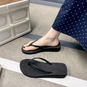 [Free Shipping] Thick-strap thick-soled non-slip womens flip-flops versatile 3.5cm high-heel sandals for outdoor beach wear