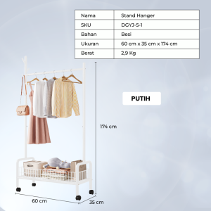 Stand Hanger Rak Baju Gantungan Gawang Baju Besi - Rak Pakaian Gantungan Baju Berdiri