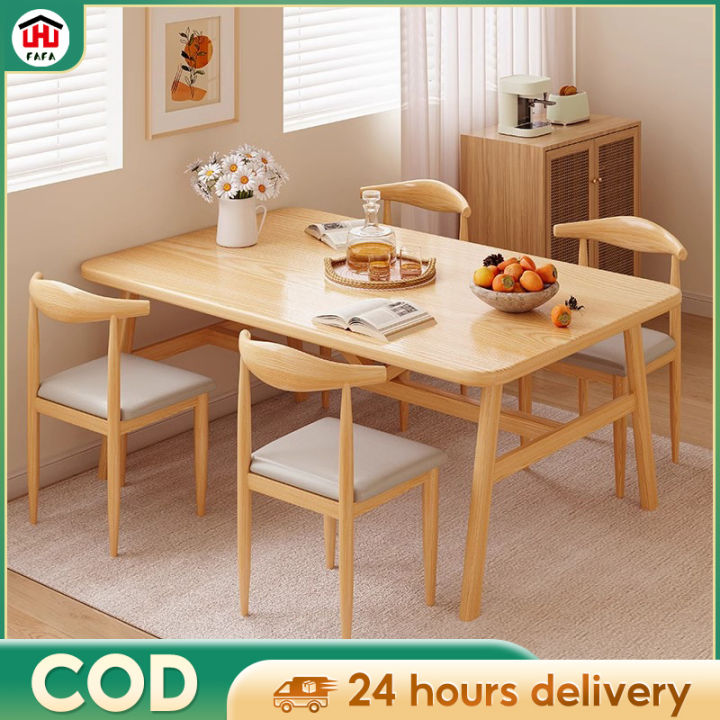 Nordic dining table, small household, modern simple solid wood dining
