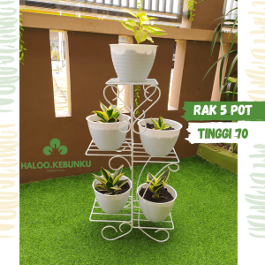 KEBUNKU Rak 5 Pot Bunga Susun Bertingkat