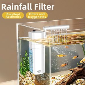 PPRVAU 3 In 1 Fish Tank Filter Energy Saving Rain Shower Submersible Pump Aeration Pump Silent Aquarium Built-in Filter Small Fish Tank