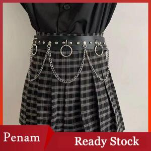[PAM] Faux Leather Metal Circle Chain Tassel Waist Belt Punk Gothic Body Accessories