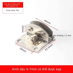 Bản lề inox cho cánh tủ kính dạng kẹp không khoét lỗ LAZYL