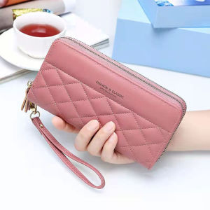 Ví nữ cầm tay 2 khóa kéo cao cấp chất liệu PU bền đẹp kiểu dáng hàn quốc nhiều ngăn tiện dụng LX0044