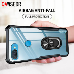 QAWSEDR Case for OPPO A5S A12 A7 2018 F9 PRO A7X A11K Ring Holder Anti-Fall Shockproof Transparent Back TPU Phone Casing Soft Cover