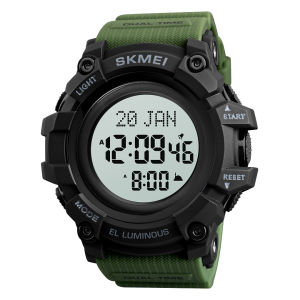 SKMEI 1680 Jam Kiblat dan Watku Solat Mens Qibla Direction Watch LED Light Languege Selection Date Alarm Hijri Calendar