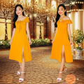 Celinee 2way Maxi Dress For Kids Girl 7-12 Years Old Petite 4'11 Height Model With High Slit Maxi Dress Celinee  Slit Maxi Dress With Slit For The Kids Clothing Dresses Casual Outfir Dresses For Girl Kids. 
