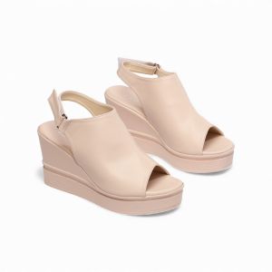 Giày Sandal Nữ Đế Xuồng 8cm Giả Boot Hở Mũi Thời Trang Pixie H419