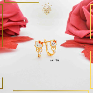 ANTING EMAS KADAR 375 8K DAN 300 6K ANTING KARAKTER HELLO KITTY MODEL ENAMEL LUCU AK 74
