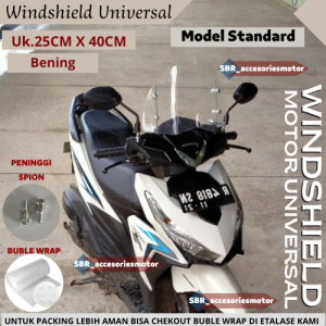 Windshield Universal Bening Visor Honda Yamaha Suzuki Windsild Windsil Winshild Wingsil Visor Tameng Angin Vario 110 125 150 Beat Scoopy Genio Grand Supra x 125 Prima Nex Spin