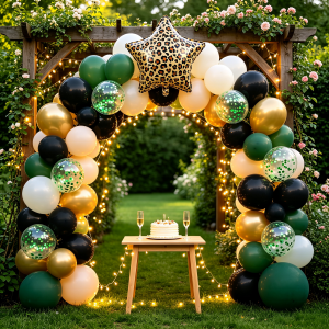 47pcs balloon set hot girl wild theme balloons with leopard print star foil suitable for American retro wild style outdoor picnic parties jungle party decorations girls hot girl style birthday parties party balloon decorations.