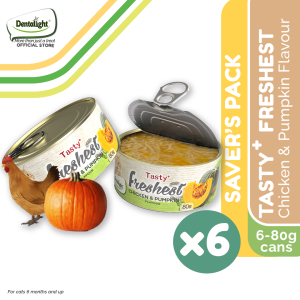 Dentalight Tasty Freshest SAVERS PACK x6 Chicken & Pumpkin Flavour Cat Treat in Can 6-80g Cans