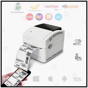 Máy in Xprint XP420BW (USB + Wifi) in đơn hàng TMĐT - tem vận chuyển bằng điện thoại Adroid / IOS và máy tính.
