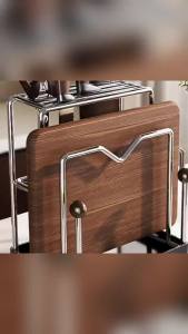 SXH Kitchen stainless steel rack home use mid-century style countertop and cutting board storage rack holder cutting board drainage storage rack