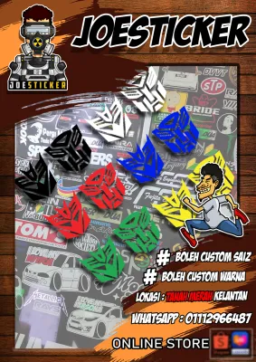 STICKER LOGO TRANSFORMERS AUTOBOT/DECEPTICON SAIZ 4 INCI
