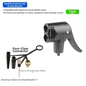TANTUANG 7 Kiểu Dáng Đầu nối vòi bơm tay cho xe đạp Nhựa Đen Xe đạp xe tay ga bóng tích hợp Bộ chuyển đổi đầu kép Schrader/Presta dành cho xe đạp địa hình và xe đạp đường trường