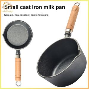 Cast Iron Butter Melting Pot Wooden Handle Non-Stick Cooking Saucepan Small Saucepan for Pouring Oil Milk Heating Frying