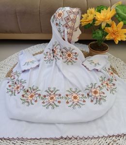 MUKENA DEWASA TERUSAN BAHAN KATUN MOTIF KEPITING