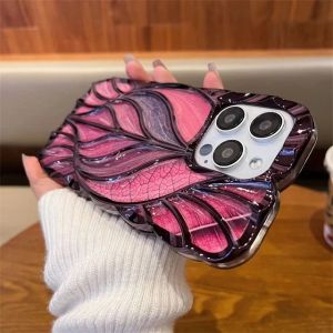 For iPhone 15 Pro Max Luxury Colour Tree Leaf Plating Frame Phone Case For iPhone 11 12 13 14 15 16 Plus 17 Air Cover