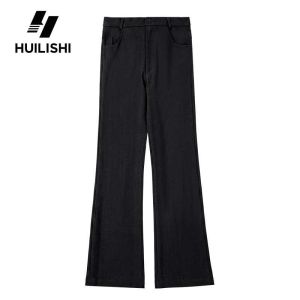 Huilishi Korean slim-fit straight-leg slightly flared pants fashionable black and gray high waist suit pants/casual trousers.