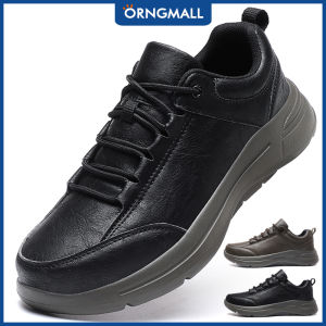 ORNGMALL Large Size Mens Shoes Autumn Low-Top Sneakers Waterproof Leather Surface Sports Shoes Round-Toe Outdoor Shoes Anti-slip Wear-resistant Casual Shoes British Style Comfortable Footwear for Adult Men