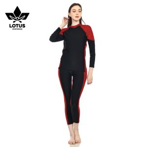 Lotus Sportswear Baju Renang Setelan Lengan & Celana Panjang Cewek Dewasa Wanita Dewasa Bahan Adem & Nyaman Quick-Dry Anti-UV Dan Elastic Swimsuit