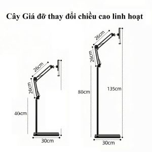 Giá Đỡ Máy Tính Bảng Điện Thoại Có Đế Dạng Đứng Cao 135cm Chất Liệu Thép Chống Gỉ Xoay 360 Độ Bền Đẹp Tiện Lợi.