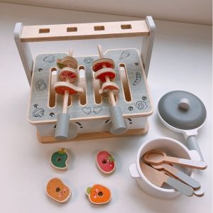 Kids Pretend Play Wooden Toy Portable Kitchenete Set