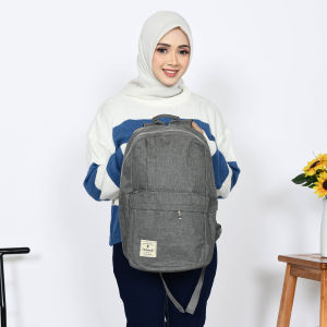 CARRAVELLE - Tas Ransel Stylish Desain Korea Nylon Hitam/Merah untuk Sekolah dan Backpack Anak