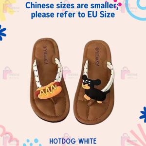 Cartoon Slippers for Women and Kids Hotdog Soft Sole Indoor Hotel House Slippers Flat Sandals