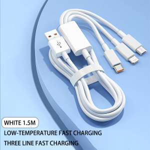 100W Super Fast Charging Line 6A One-To-Three Android Flash Charge Cable Three-In-One Multi-Function Universal Car Mobile Phone Data Line Type-C data cable micro charging cable USB