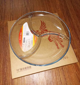 1pc Three grids clear glassware round shaped glass dinner serving fruit plate 7009P/7010P❣️