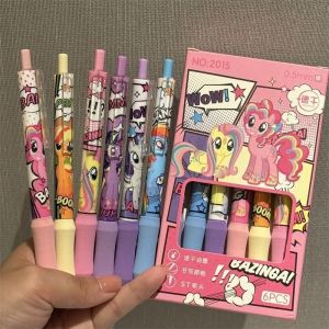 6 ชิ้น/เซ็ต My Little Pony 0.5 มม.ปากกาเจล Kawaii ปากกาสีดําโรงเรียนนักเรียนเครื่องเขียนอุปกรณ์สํานักงานของขวัญ