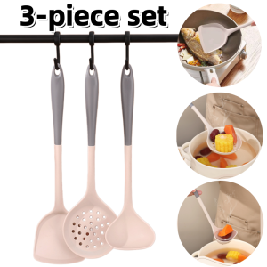 High-end 3PCS Grey Silicone Kitchenware Set High Temperature Resistant Spatula Food Grade Non Stick Cookware for Household Use