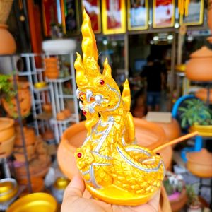 องค์พญานาค สูง 8.5 นิ้ว สีทอง พญานาคสีทอง พญานาคพ่นน้ำ องค์พญานาคพ่นน้ำ บูชาพญานาค ตั้งพญานาค รูปปั้น องค์