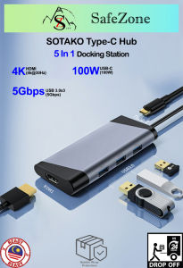 Type C Docking Station 8 in 1 Type C Hub with Ethernet 4K USB C to HDMI RJ45 PD Power Delivery Type C Docking Station