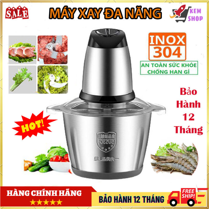 Máy xay thịt đa năng inox, cối xay đa năng, Máy xay sinh tố, máy xay đa năng với 4 lưỡi dao bằng thép sắc bén có thể xay được nhiều loại thực phẩm, công xuất 250W.