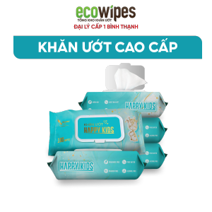 KHO BÌNH THẠNH_Combo 05 gói khăn ướt Happy Kids gói 100 tờ không mùi không parabens dùng cho em bé