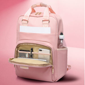 MINGKE Laptop Bag 13 14 15.6 inch Backpack Schoolbag for Women Big Size USB Water Resistant Shockproof Fashion