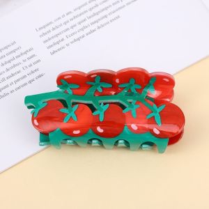 SEETE Grape Flower Hair Claw Acrylic Tomato Simulated Food  Shark Clip Fashion Hamburg Fruit Hair Clip Girls