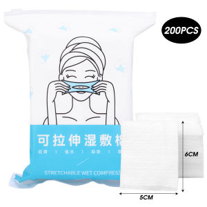 Dorisna 200 miếng bông ướt co giãn dùng một lần miếng bông tiết kiệm nước loại bỏ trang điểm cầm tay giấy mặt nạ thoáng khí