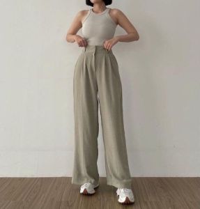 Celana Kulot Crinkle Highwaist Wanita Loose Cullote Pants terkini