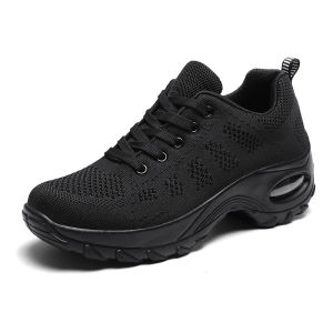 Breathable Sports Shoes Cushion Heel Soft Sole Running Shoes For Women Flyknit Top Laces-up Shoes Jogging Shoes Athletic Volleyball/badminton Shoes Sneakers For women