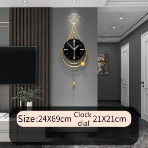 Minimalist Nordic Series Art Deer Wall Clock Hot Sale Home Living Room Simple and Fashion Mute Creative Vintage Clock Decorations 24*69cm